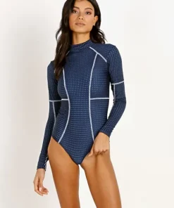Acacia One Pieces>Mesh Ehukai Rashguard One Piece Catch of the Day Mesh