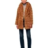 APPARIS Jackets>Hazel Faux Fur Coat Camel
