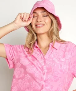 Araminta James Accessories>Terry Bucket Hat Hibiscus Fuchsia