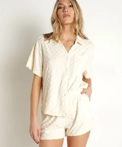 Araminta James Cover Ups | Shorts>Terry Shirt Set Lemon Check