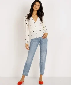 ASTR the Label Tops>Mia Top Cream Black Dot