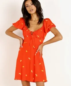 ASTR the Label Dresses>Nancy Dress Atomic Orange