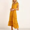 Auguste the Label Dresses>Farrah Midi Dress Ocher