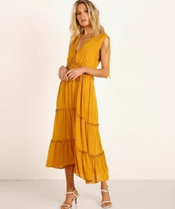 Auguste the Label Dresses>Farrah Midi Dress Ocher