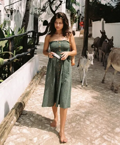 Auguste the Label Dresses>Pearl Jasper Midi Dress Khaki