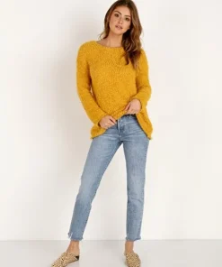 BB Dakota Knits>Debra Boucle Yarn Sweater Royalty Yellow