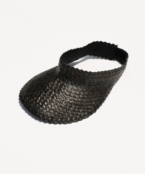 Lusana Accessories>Beach Gold Baha Visor Black