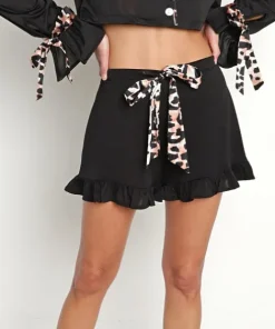 Beach Riot Shorts>Aurora Short Black Spotted Leopard