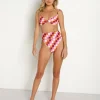 Beach Riot Bikinis>Camilla Top Sangria Checkers