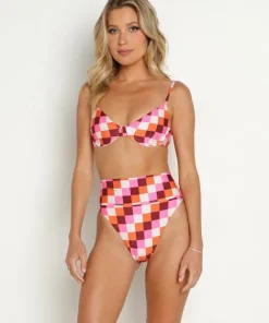 Beach Riot Bikinis>Camilla Top Sangria Checkers