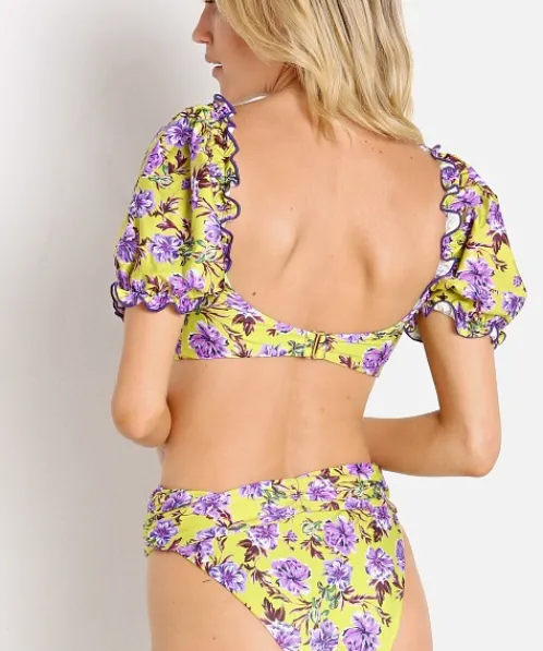 Beach Riot Bikinis>Lana Bikini Top Lime Punch Gardenias