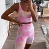 Beach Riot Sports Bras>Leah Top Pink Orange Tie Dye