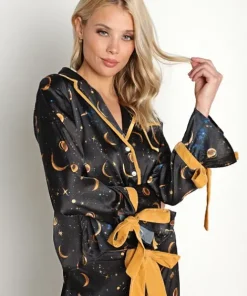Beach Riot Pj Sets>Lee Ann & Brook Set Gold Celestial