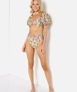Beach Riot Bikinis>Robyn Bikini Bottom Lime Punch Gardenias