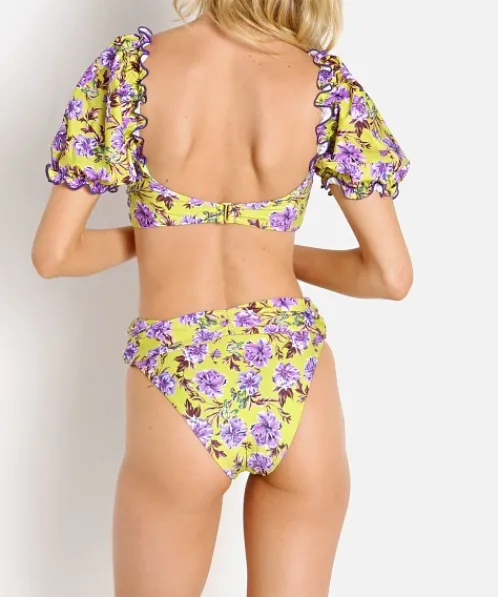 Beach Riot Bikinis>Robyn Bikini Bottom Lime Punch Gardenias