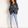 Beach Riot Knits>V-Neck Oversized Sweater Pewter Zebra