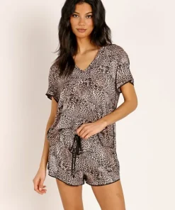Bella Dahl Pj Sets>Short Sleep PJ Set Golden Leopard