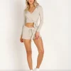 Beyond Yoga Bottoms>Brushed Hacci Jogger Shorts Oatmeal Heather