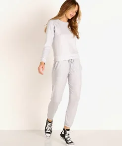 Beyond Yoga Knits | Tops>Favorite Raglan Crew Pullover Gray Leopard