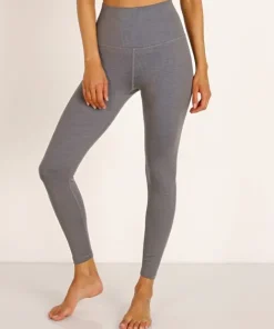 Beyond Yoga Bottoms>Heather Rib Midi High Waisted Legging Gray Heather