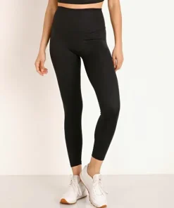 Beyond Yoga Bottoms>Heather Rib Waisted Midi Legging Black