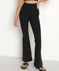 Beyond Yoga Bottoms>Spacedye All Day Flare High Waisted Pant Darkest Nig