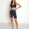 Beyond Yoga Bottoms>Spacedye High Waisted Biker Short Nocturnal Navy