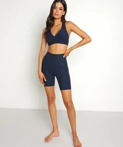 Beyond Yoga Bottoms>Spacedye High Waisted Biker Short Nocturnal Navy