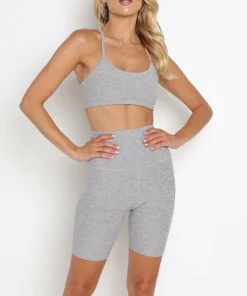 Beyond Yoga Bottoms>Spacedye High Waisted Biker Short Silver Mist