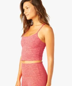 Beyond Yoga Sports Bras>Spacedye Slim Racerback Cropped Tank Raspberry Peach