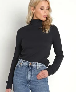 Beyond Yoga Tops>The Essential Ribbed Turtleneck Black