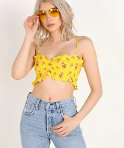 Blue Life Tops>Blossom Ruffle Bralette Wildflower Sunflower
