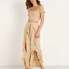 Blue Life Pants>Ruffle Culotte Blushing Gardens Taupe