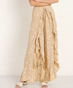 Blue Life Pants>Ruffle Culotte Blushing Gardens Taupe