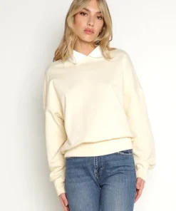 Callahan Knits>Diana Polo Sweatshirt Creme