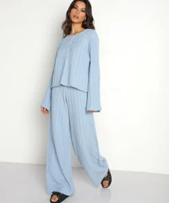 Callahan Knits | Pants>Nora Cable Knit Pant Sky