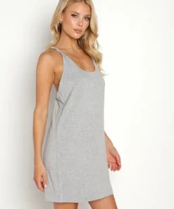 Calvin Klein Chemises>Pure Rib Sleeveless Nightshirt Grey Heather