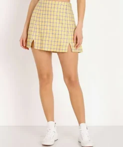 Capulet Skirts>Rosa Mini Skirt Yellow Plaid