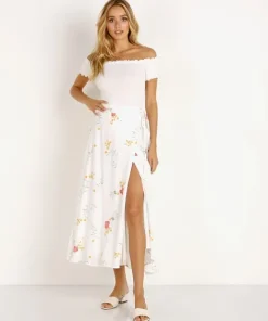 Capulet Skirts>Thea Midi Skirt Cream Floral
