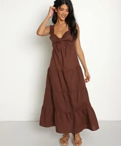 Charlie Holiday Dresses>Diana Midi Dress Chocolate