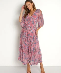 Cleobella Dresses>Elena Ankle Dress Lotus Print