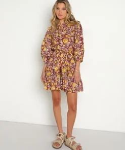 Cleobella Dresses>Emma Mini Dress Dahlia Block Print