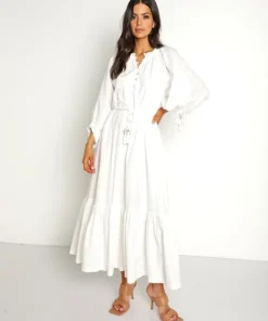Cleobella Dresses>Hilo Kaftan Dress Ivory Dobby