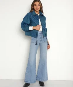 Cleobella Jackets>Quilted Patchwork Jacket Indigo