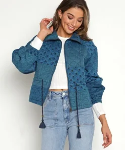 Cleobella Jackets>Quilted Patchwork Jacket Indigo