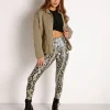 Commando Pants>Faux Animal Legging with Control Olive Snake