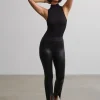 Commando Pants>Faux Leather Slit Front Pant Black