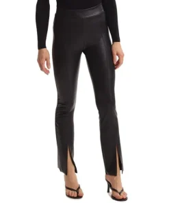 Commando Pants>Faux Leather Slit Front Pant Black