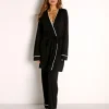 Cosabella Pj Sets>Bella Racerback Cami, Pant, and Robe Set Black/Ivory
