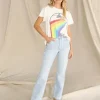Daydreamer Tops>Pink Floyd Retro Rainbow Tour Tee Stone Vintage